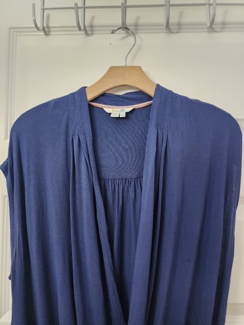 Boden Faux Wrap Blue Top Size 12 - Picture 3 of 6